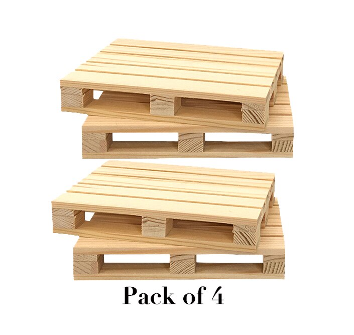 4-Pack Mini Wooden Pallet Beverage Coasters for and Cold Drinks: Default Title