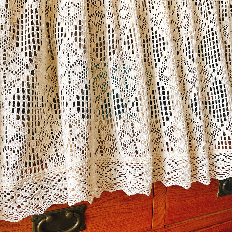País da américa crochê oco cortinas curtas para cozinha geometria manual meia cortinas para porta e janela # a136