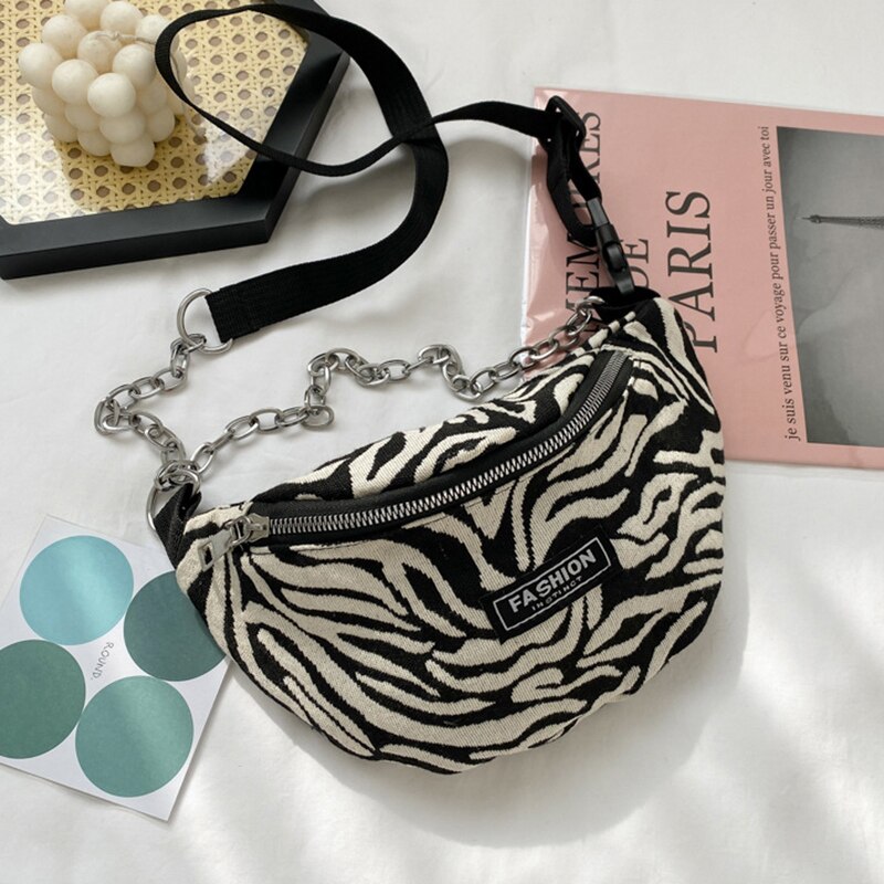 Mode Brief Taille Tas Leuke Zebra Taille Verpakking Vrouwelijke Toevallige Riem Borst Zak Crossbody Fanny Pack Lady