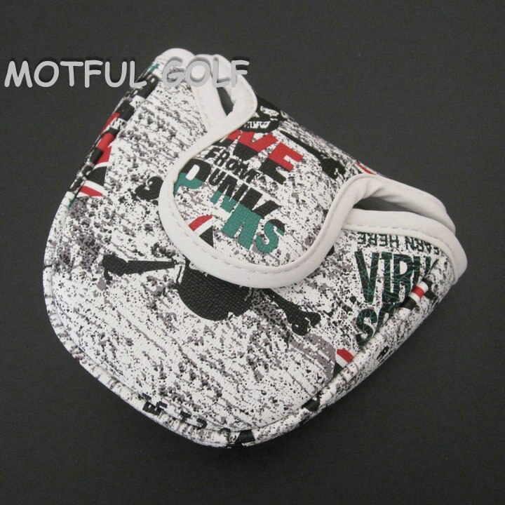 Semicircle Golf Putter Headcover Putters Head Cover PU Covers union jack SKULL printed cover half round: Default Title