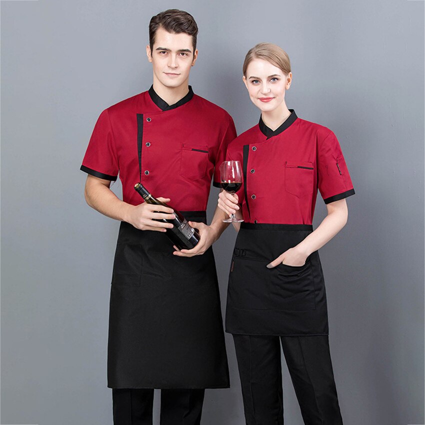 Chaqueta de Chef de manga corta para hombre y mujer, uniforme de Chef de Sushi para restaurante, ropa de trabajo para Hotel, trajes de cocina y panadería, monos de Color sólido