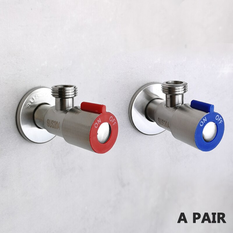Wall Mounted Angel Valve Small Tap Stainless Steel Blue and Red Valve for Basin Mixer Hose Connector Bib Cock: AV0002BN-86