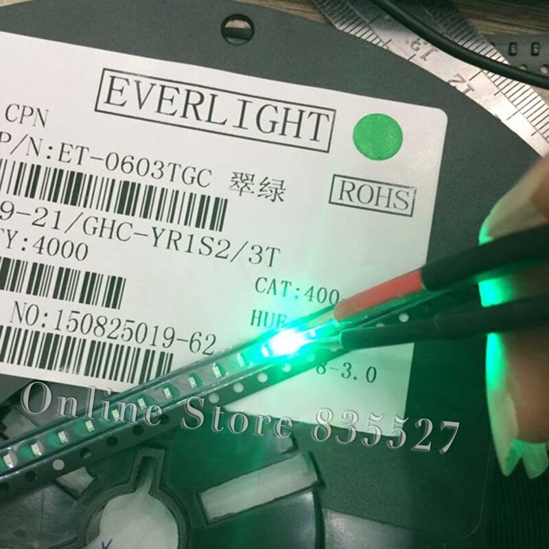 200 stks/partij LED 0603 1608 SMD licht kralen heldere smaragd groene LED light emitting diode