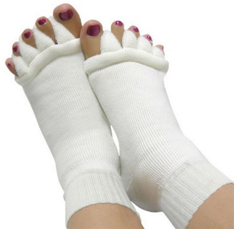 1Pair Vijf Teen Sokken Vingers Teen Separator Foot Alignment Pijn Massage Sokken Voor Vrouw Bretels Ondersteunt