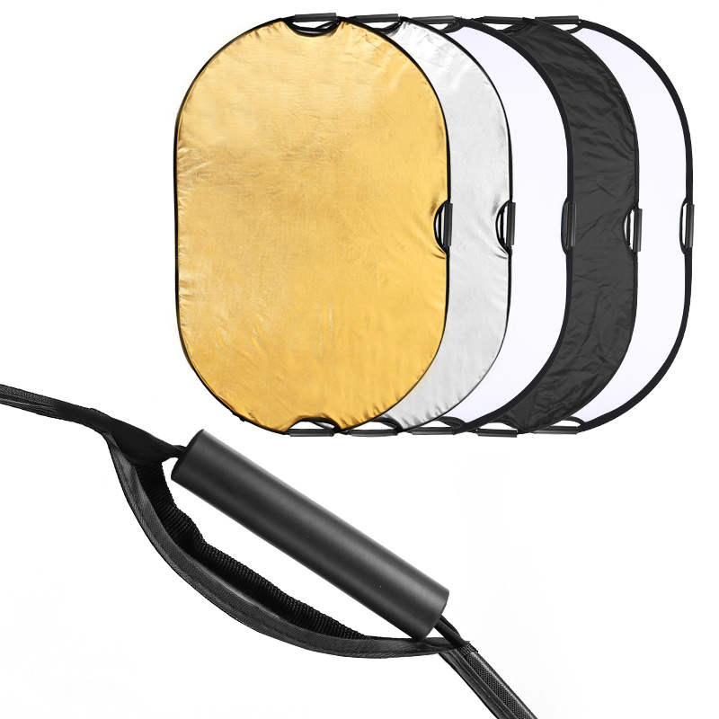 5 in 1 80 x 120cm studio foto bærbar reflektor fotografering udendørs håndtag rund sammenklappelig multi-disc oval reflektor 31 " *47 "