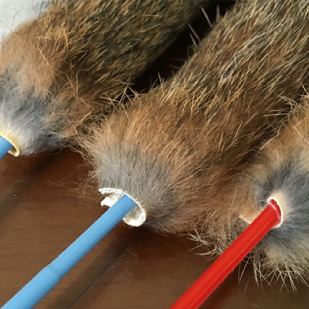 Elenxs 35cm djurhår retas leksak katt motionär pinne interaktiv lek stavar spö leksaker söt katt interaktiv leksak slumpmässig färg