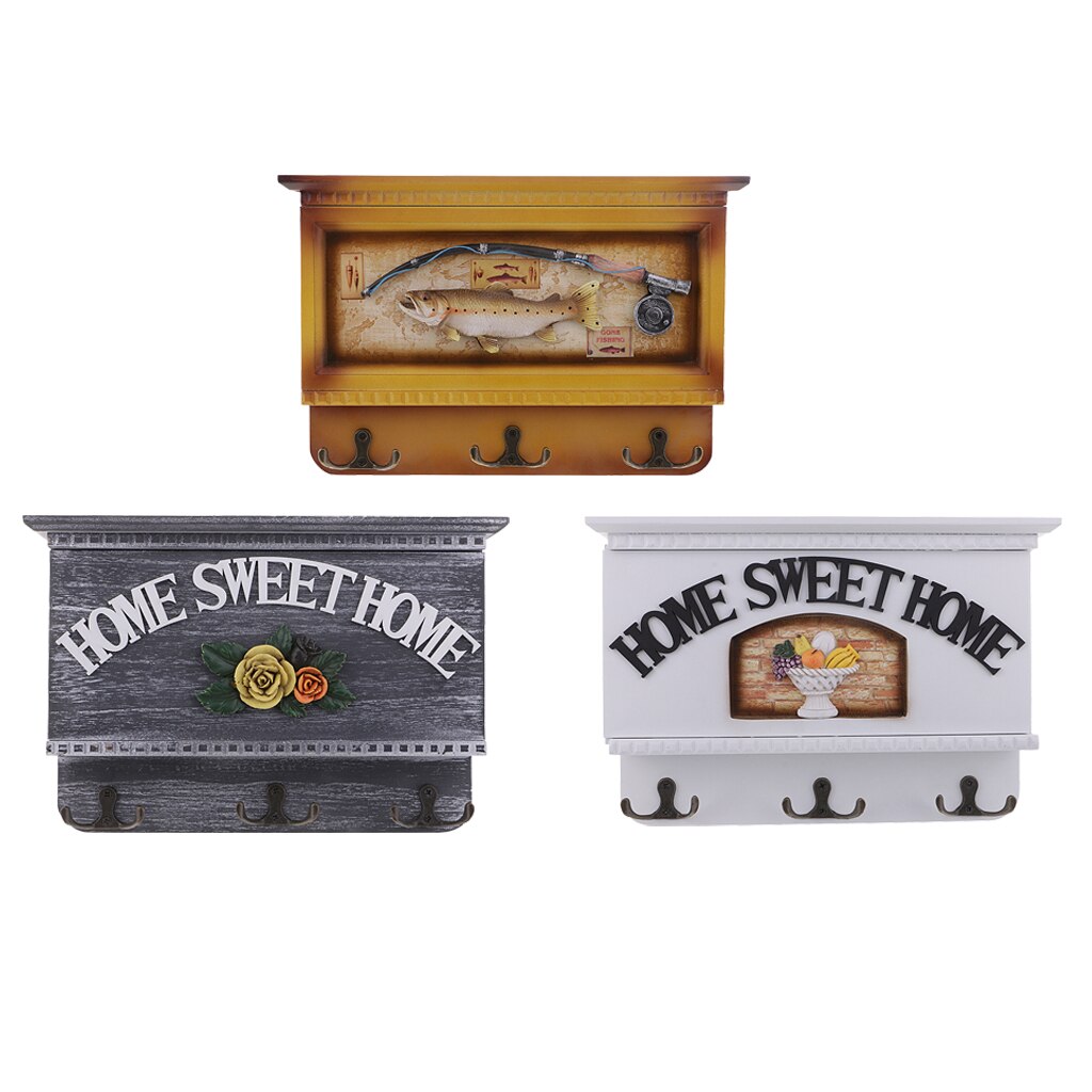 Wooden Key Holder Box 7 Hooks Wall Mounted &amp; Tabletop Key Guard Storage Organizer Handmade Hallway Entryway Home Decor