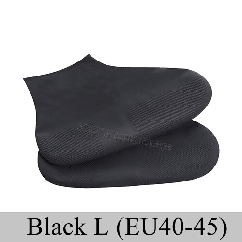 Wiederverwendbare Latex Wasserdicht Regen Schuhe Abdeckungen Unterhose-beständig Gummi Verdicken Regen Stiefel Überschuhe Anti-Unterhose Stiefel Schutz Abdeckungen: Schwarz L EU40-45