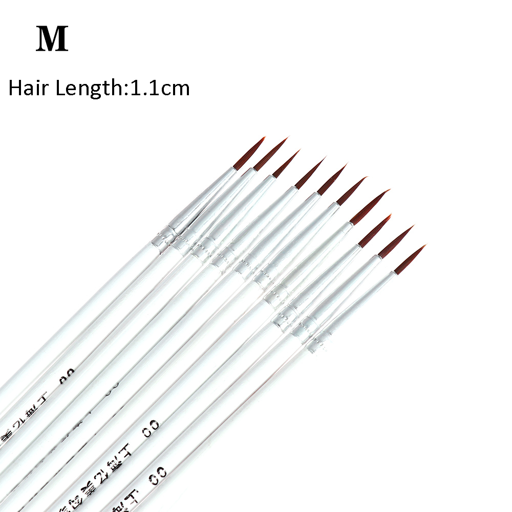 10 stk / sæt maleri pen fin håndmalet tynd krog linie pen tegning kunst pen maling pensel nylon pensel kunstforsyninger: Hvid m