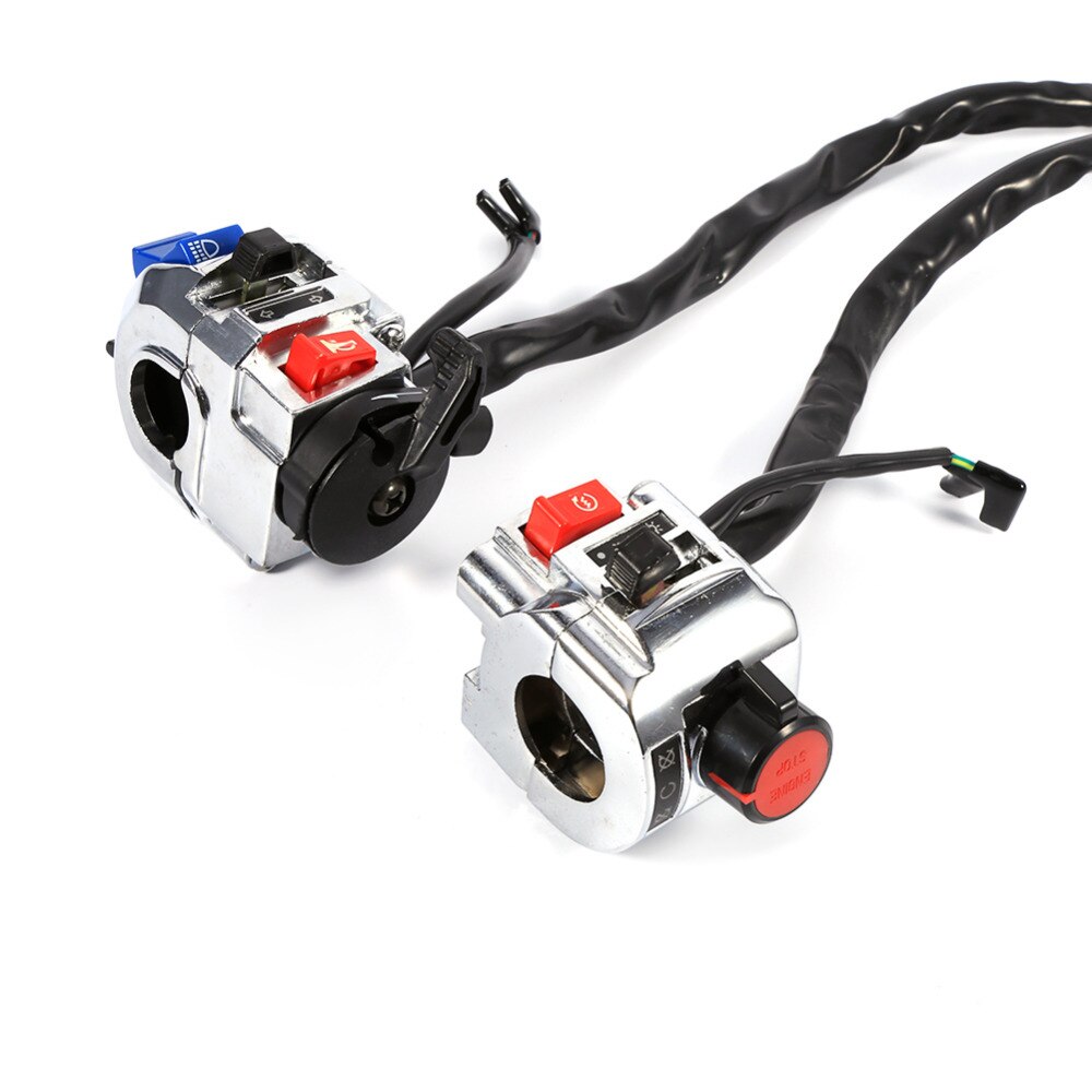 1 par 7/8 " 22mm aluminium motorcykelomkopplare signalhornsknapp blinkers elektrisk dimljusljus start styrets kontrollomkopplare