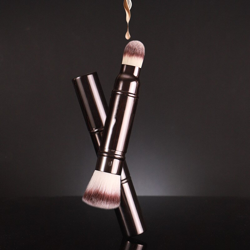 Dobbelt hoved ansigt makeup børster pudder børste foundation børste makeup makeup metal håndtag bærbart kosmetisk værktøj