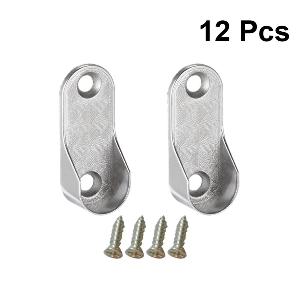 6 stk ovale skapstangendestøtter møbler hardware tilbehør garderobe rør støttebrakett kleshengestangholder  (2 stk