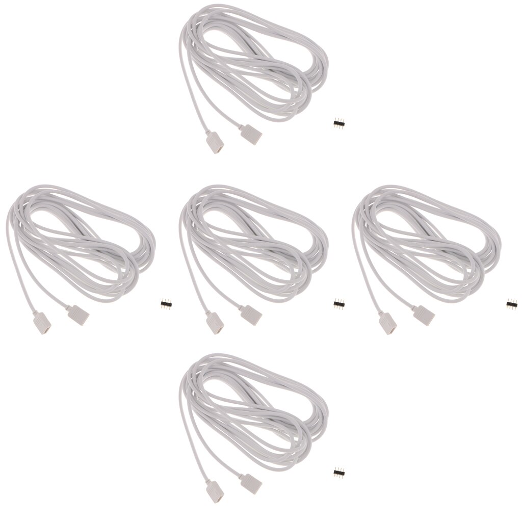 5Pieces 4-pin LED Strip Extension Cable Connector Wire for 5050 3528 Strip Light