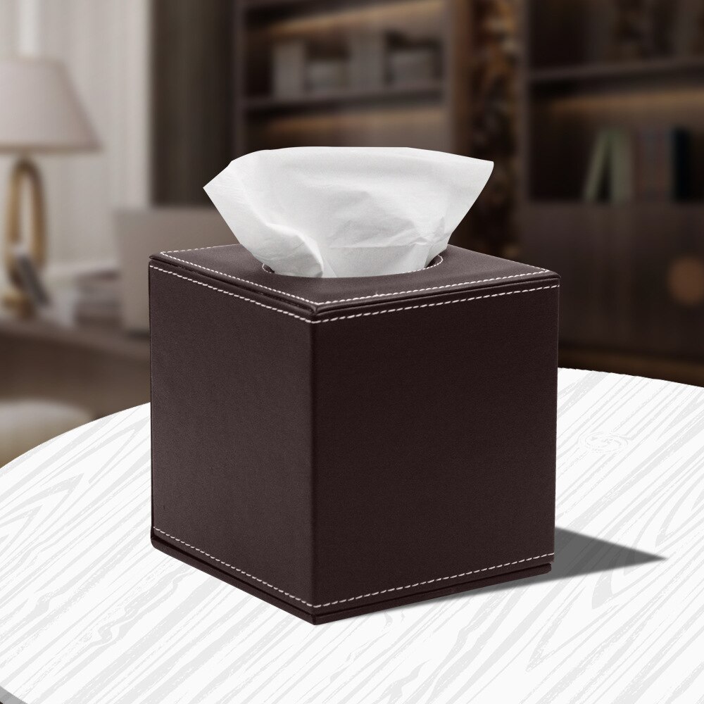 Europæisk læder hjem hotel forretning tissuekasse firkantet tissuepapir organisator boks serviet holder opbevaringsboks