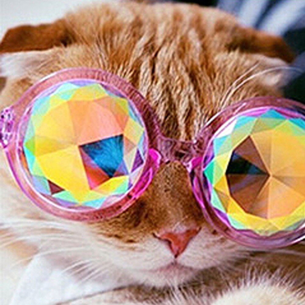 Round Kaleidoscope Glasses Women rave festival Sunglasses Holographic Glasses Colorful Celebrity Party Eyewear Hiking Eyeglasses