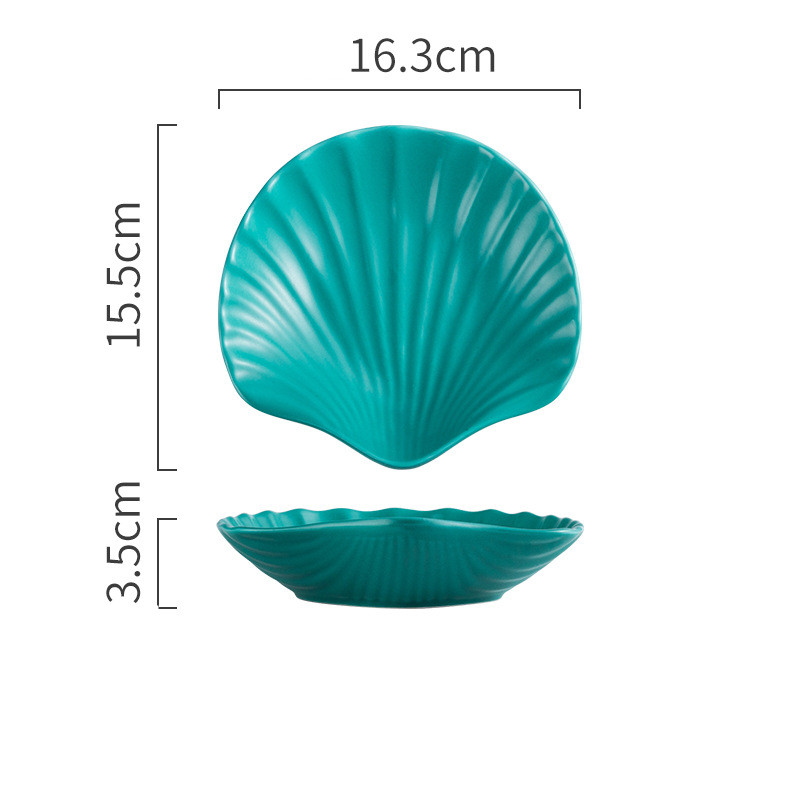 Nordic Solid Shell Vorm Keramische Plaat Matte Geglazuurd Porselein Salade Fruit Lade Keramiek Servies Dessert Snack Gerechten Plaat: Green