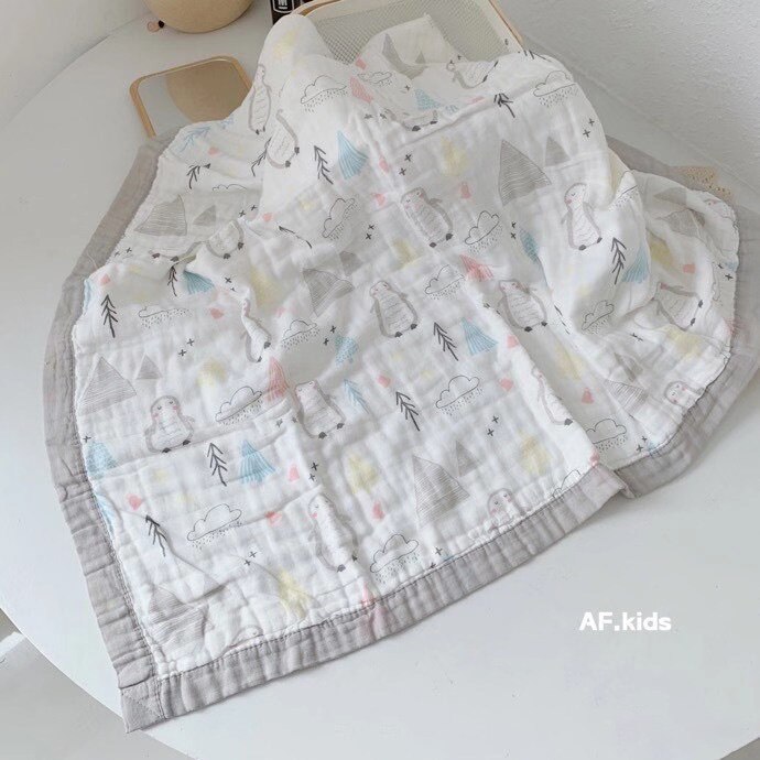 110*110cm Baby Decke 6 Schichten Super Weiche Baumwolle Musselin Decke Wickeln Atmungsaktive Kleinkind freundlicher freundlicher Baby Decke Blick: Pinguin
