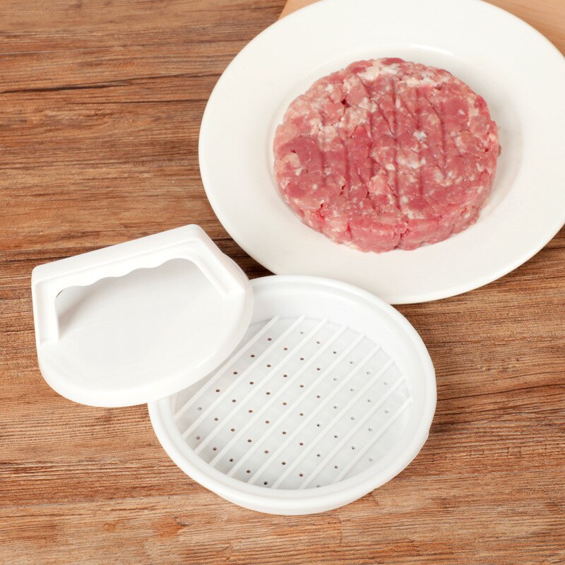 Gör-det-själv rund form hamburgerpress livsmedelsklassad plast hamburgare kött nötkött grill hamburgare press biffmaskin form form köksredskap