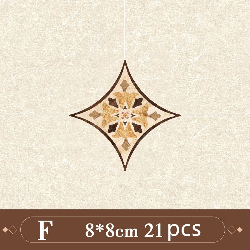 21 Pcs Self Adhesive PVC Ceramic Tile Stickers Waterproof Wall Sticker Art Diagonal Floor Stickers Kitchen Decorative Sticker: F
