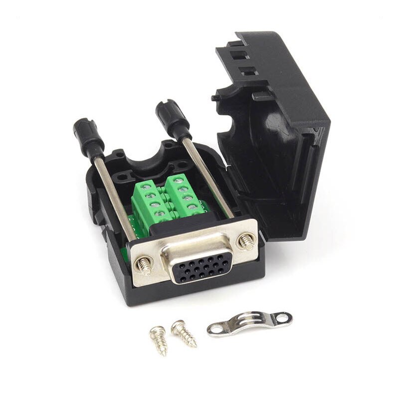 Pure copper gold plated DB15 VGA free soldering port 3 row 15 pin male female connector Green plastic shell plug: Lavender