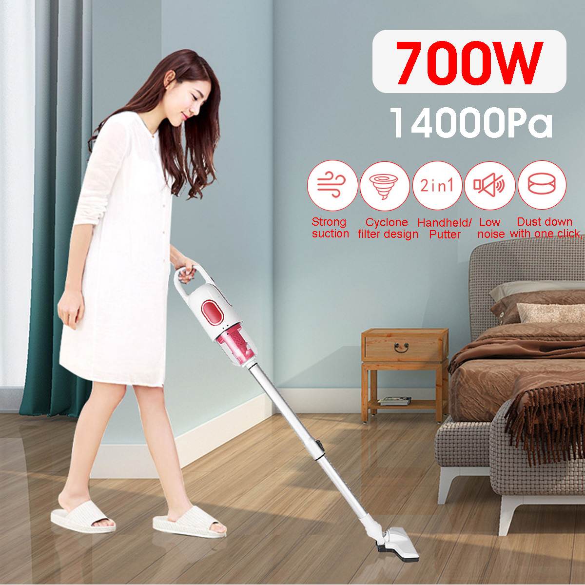 700W 110/220V 14000Pa Handheld 2in1 Vacuum Cleaner Portable Household Vacuum Cleaner Dust Collector Aspirator Vacum Cleaner