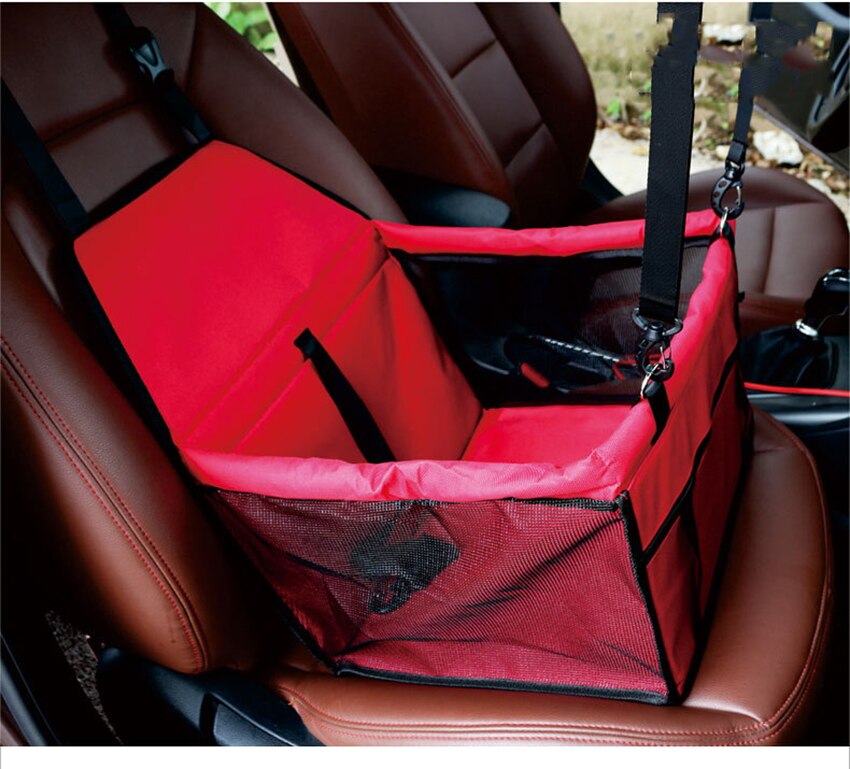 Bolsa de transporte para perro, cesta para asiento de coche, segura para casa, gato, cachorro, cesta de viaje: Rojo