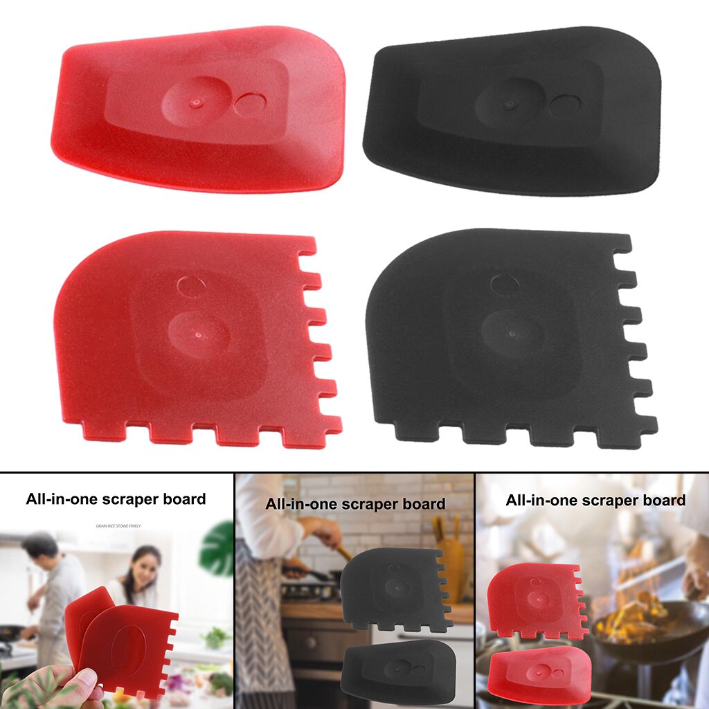 Pan Scrapers, 2 Pack Pan Scraper Set Thicker Plastic Durable Pan Cleaner Tools for Cast Iron Skillets,Cookware Pans