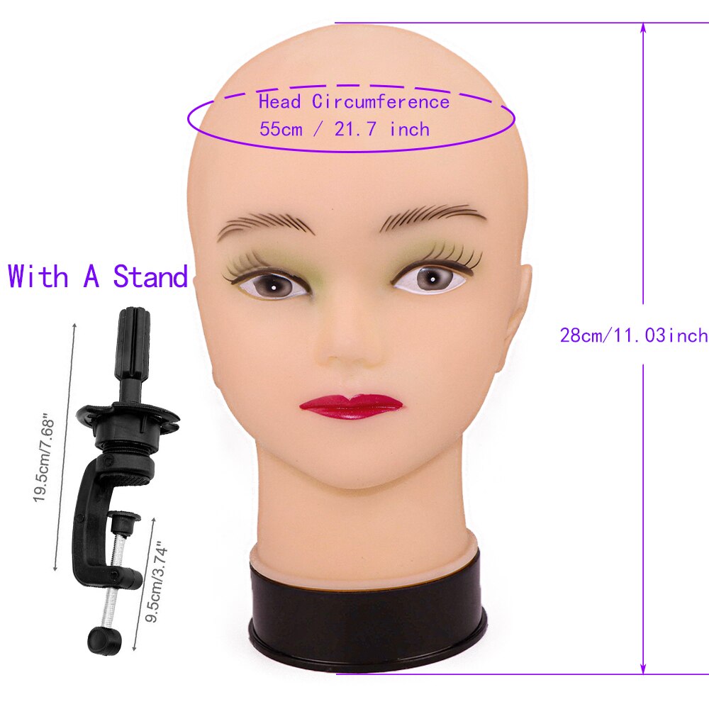 Bald Mannequin Head Stand Soft PC Really 3D eyes manikin head Wig holder for Wigs Display Hat Display Glasses Display: L1