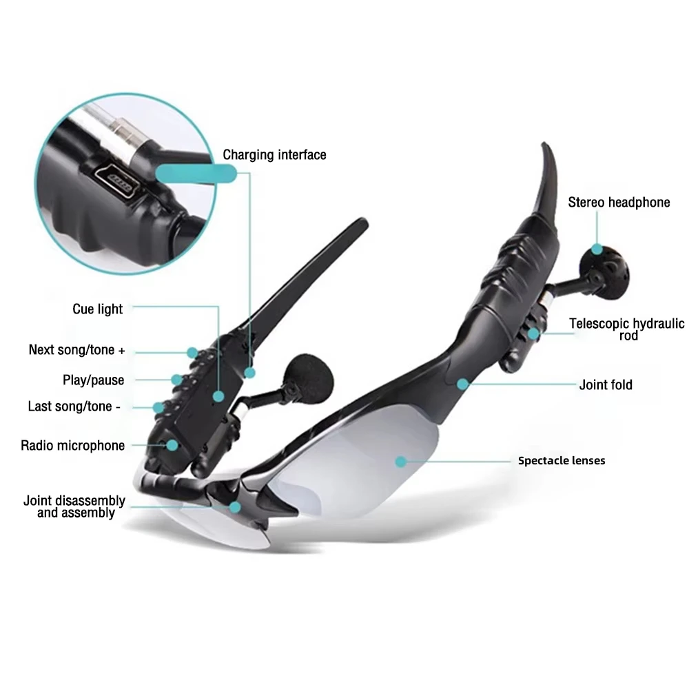 Wireless Bluetooth 5.0 Sunglasses Sports Stereo Cycling Headset Phone Polarized Driving Sunglasses Riding Eyes Glasses
