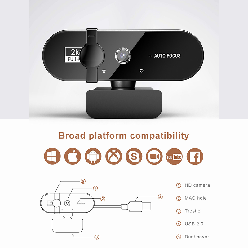 HD1080P/2K/4K Mini Webcam with microphone,usb interface supports laptop desktop computer,suitable for live video call conference