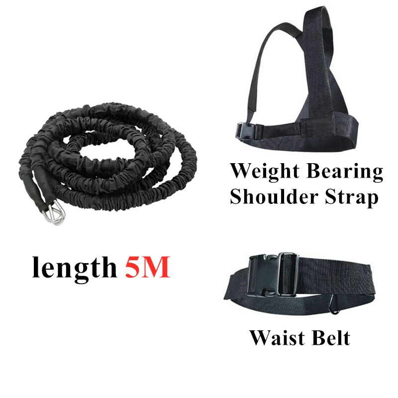 2-5m Resistance Band Bungee Fitness Speed Trainer for Agility Running Training Sprint Workout Latex Gym Rope Exercise Equipment: 5m-Black
