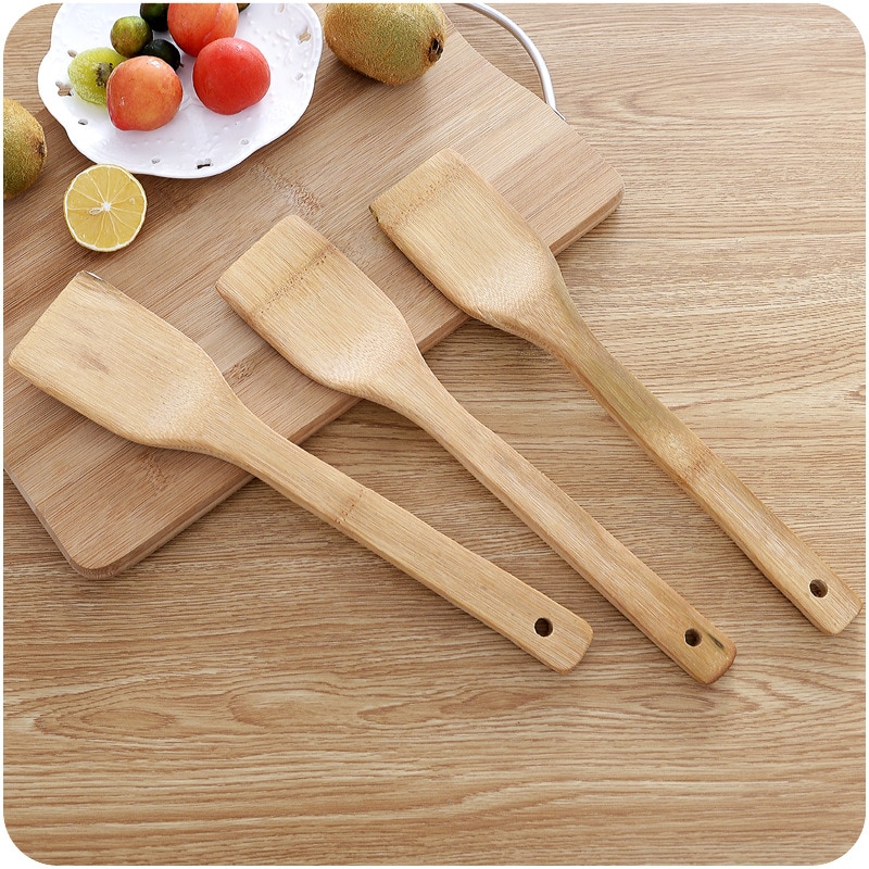 Spatule de cuisine en bambou, en bois de bambou, santé naturelle, support de cuillère, ustensiles de cuisine, pelle Wok, 2/1 pièces