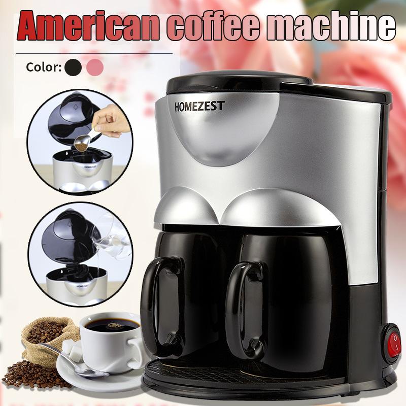 Elektrische Mini Koffiezetapparaat Koffiezetapparaat Keramische Dubbele Cup Huishoudelijke Volautomatische Americano China Thee Cafetera Espresso