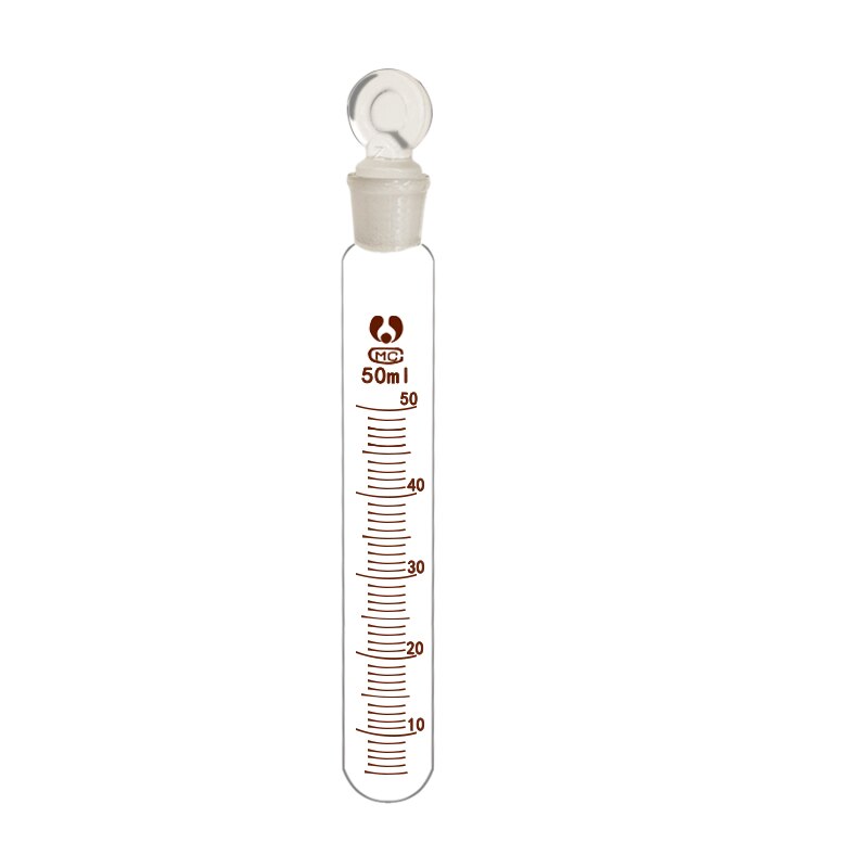 Tube à essai en verre gradué 5mL-50mL avec bouchon buccal de meulage pour l'expérience