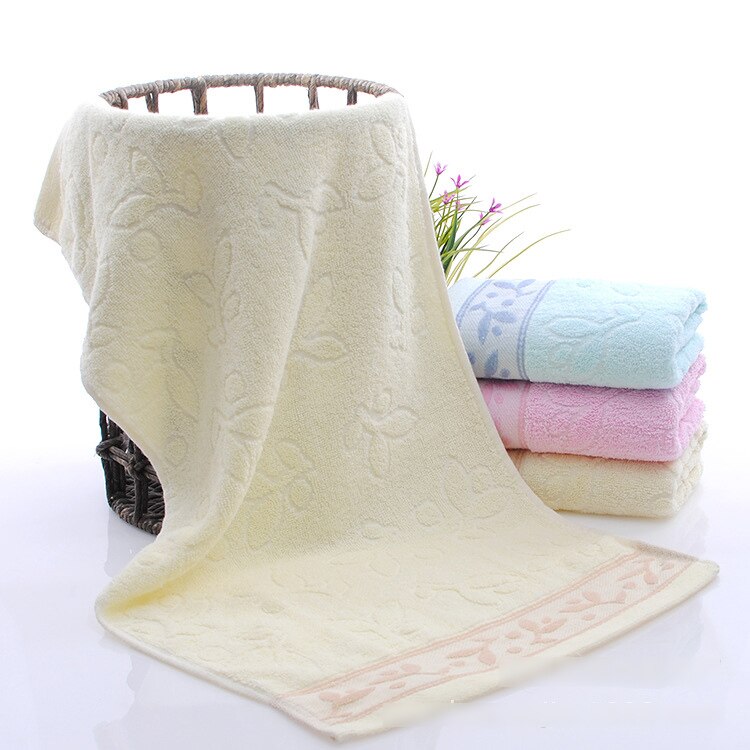 - 1pc 33*73cm Cotton Hand Towel Face Wash Cloth Dyed Plain Satin Jacquard ultra soft and absorbent Magic Towel: Light Yellow
