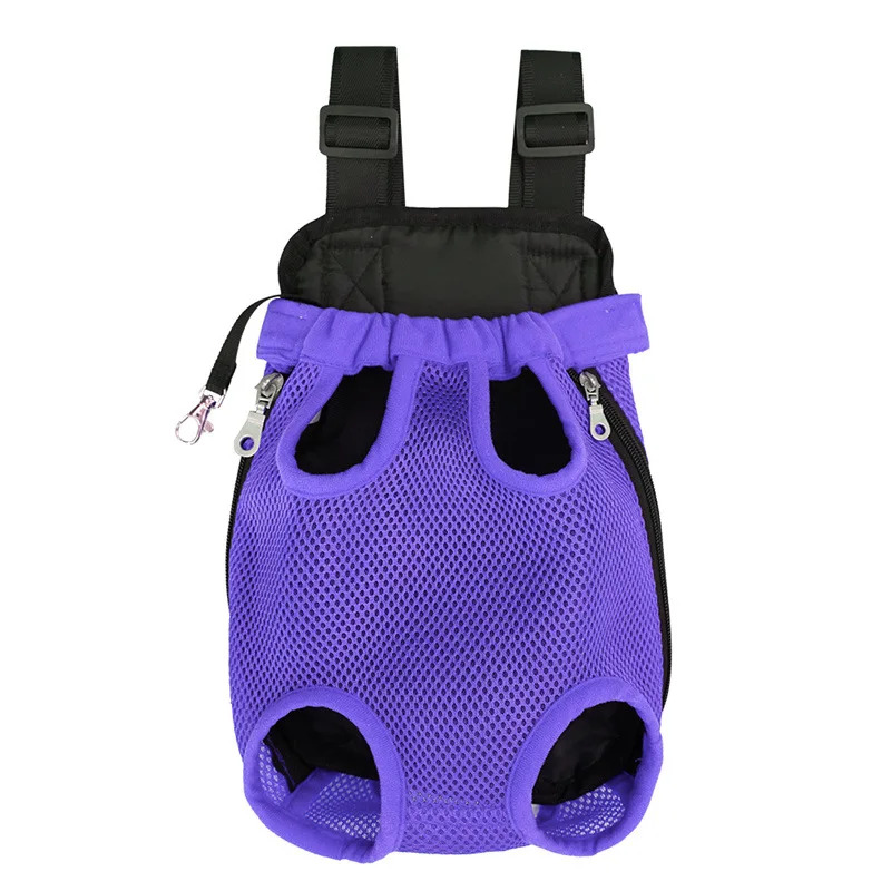 Pet Carrier Backpack Portable Travel Breathable Carrier Bag Pet Double Shoulder Mesh Backpack Adjustable Cat Bag Dog Supplies: L / PURPLE