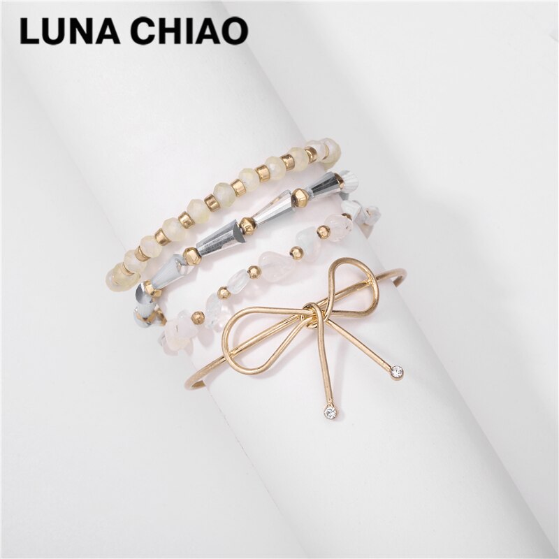 Luna chiao sieraden stapelbare gelaagde armband met natuursteen, set met meerdere lagen armbanden voor vrouwen