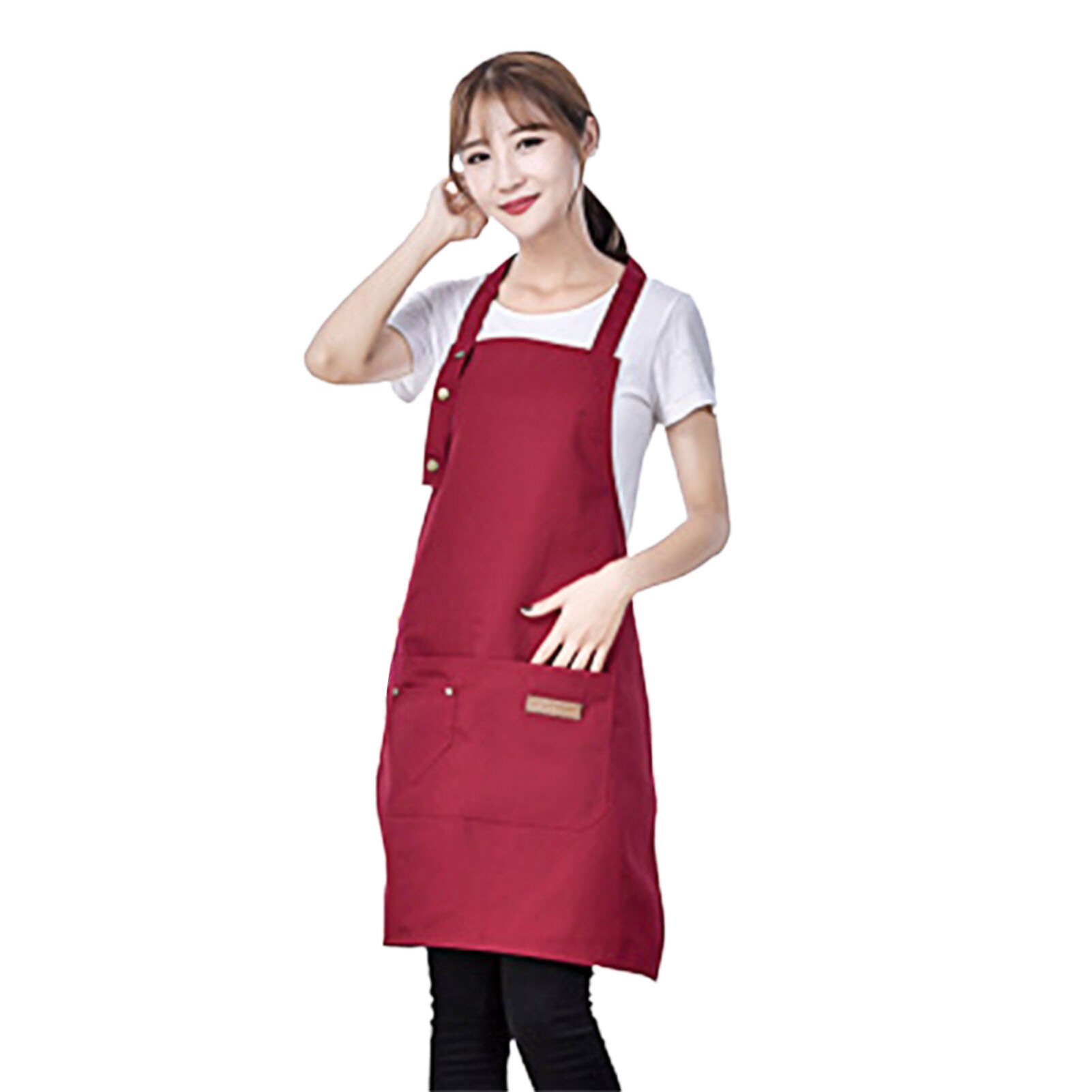 Unisex Sleeveless Aprons Adjustable Neck Strap Kitchen Cooking Aprons Restaurant Bakery Waiter Aprons Anti Oil Kitchen Aprons: Red