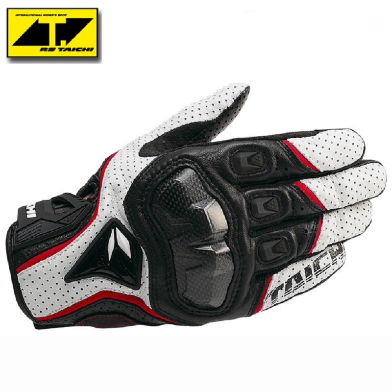 TAICHI RST390 Motorrad Vollleder Kohlefaser Handschuhe Offroad Motorrad Rennen atmungsaktive perforierte Schutzhandschuhe