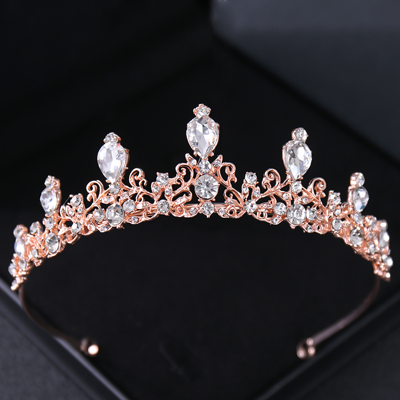 Roségouden Kristal Bruids Tiara 'S En Kronen Voor Vrouwen Bruid Strass Prom Diadeem Hoofdband Bruids Bruiloft Haaraccessoires Kroon: Antique Bronze Plated