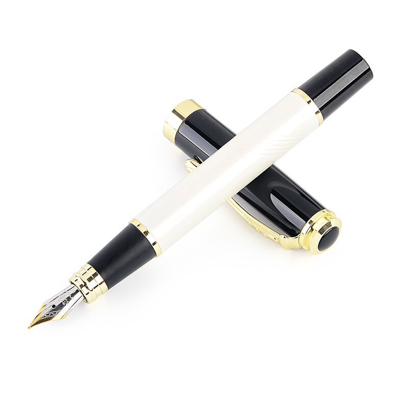 Jinhao 500 Iraurita 0.5mm Fine Nib Fountain Pens Grid Pattern Metal Writing Pen Tools Stationery for Student School Office: Silver
