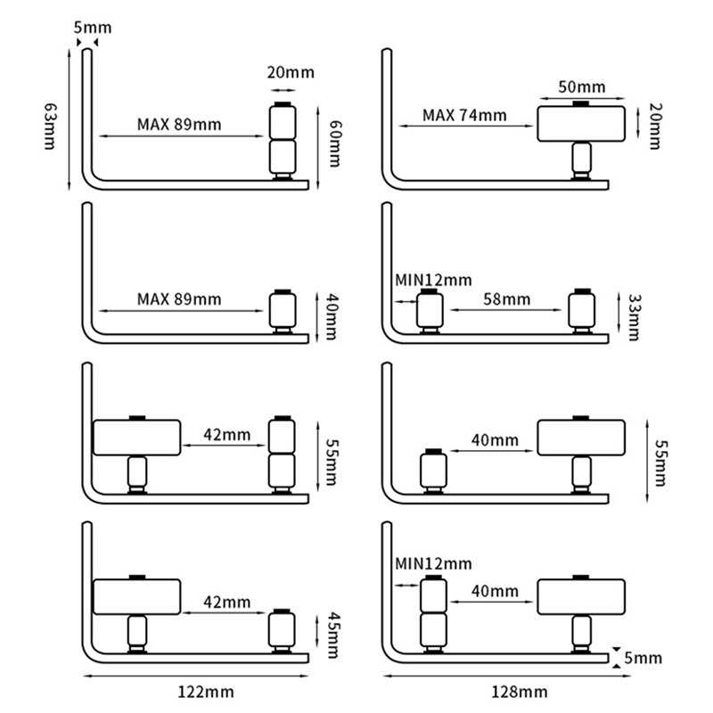 2PCS Adjustable Floor Rails Sliding Door Floor Roller Rails, 8 Possible Variations for All Sliding Garage Doors