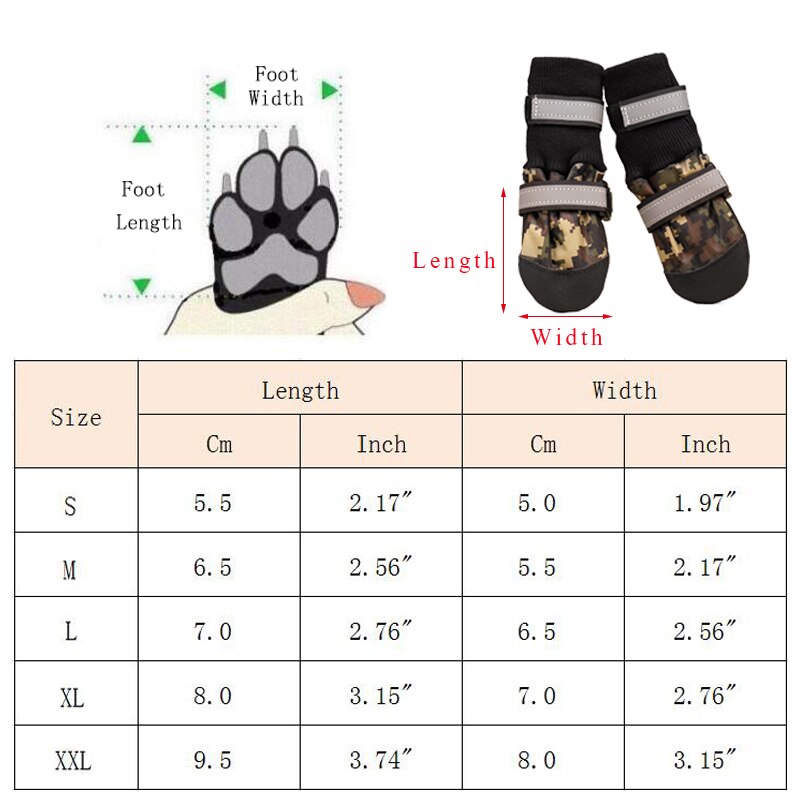 Waterproof Anti Slip Medium Big Dog High Shoes for Large Dogs Camouflage Reflective Pet Snow Boots Greyhound Bulldog Accessories