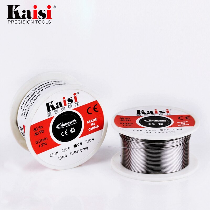 Kaisi Flux 1.2% colofonia Core hilo de soldadura de estaño y plomo Sn60 / Pb40 para trabajos de soldadura (0,3mm/0,4mm/0,5mm/0,6mm opcional)