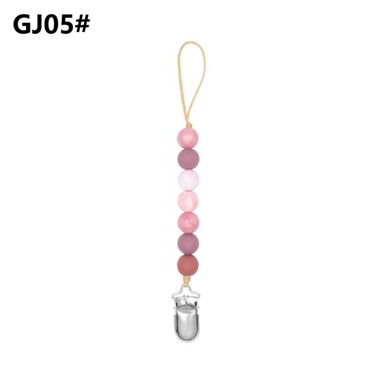 Atrapy klipsów chłopcy niemowlę dziewczyny łańcuszek smoczka silikonowe ząbkowanie ulga zabawki koraliki Soothie uchwyt na smoczek klipy prezent na niemowlę prysznic