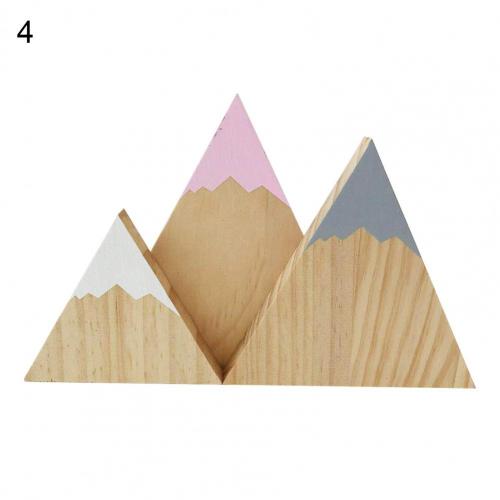 3Pcs/Set Wood Ornaments Snow Mountain Shape Photo Props Wood Hanging Wall Sign Kids Room Decor: 4