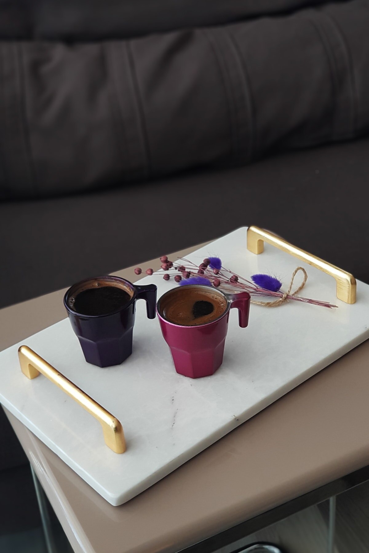 Echt Marmor Tablett Gold Griff Moderne Geeignet Für Lebensmittel Tee Kaffee Handgemachte Türkisch Gemacht