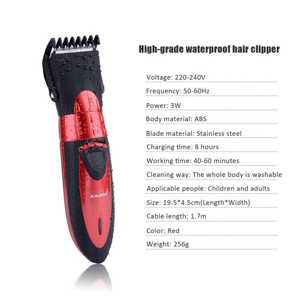 220-240V KaiRui Hair Clipper Razor Shaver Hair Trimmer Haircut Machine Haircutting Rechargeable Hair Cutting Clipper Tool