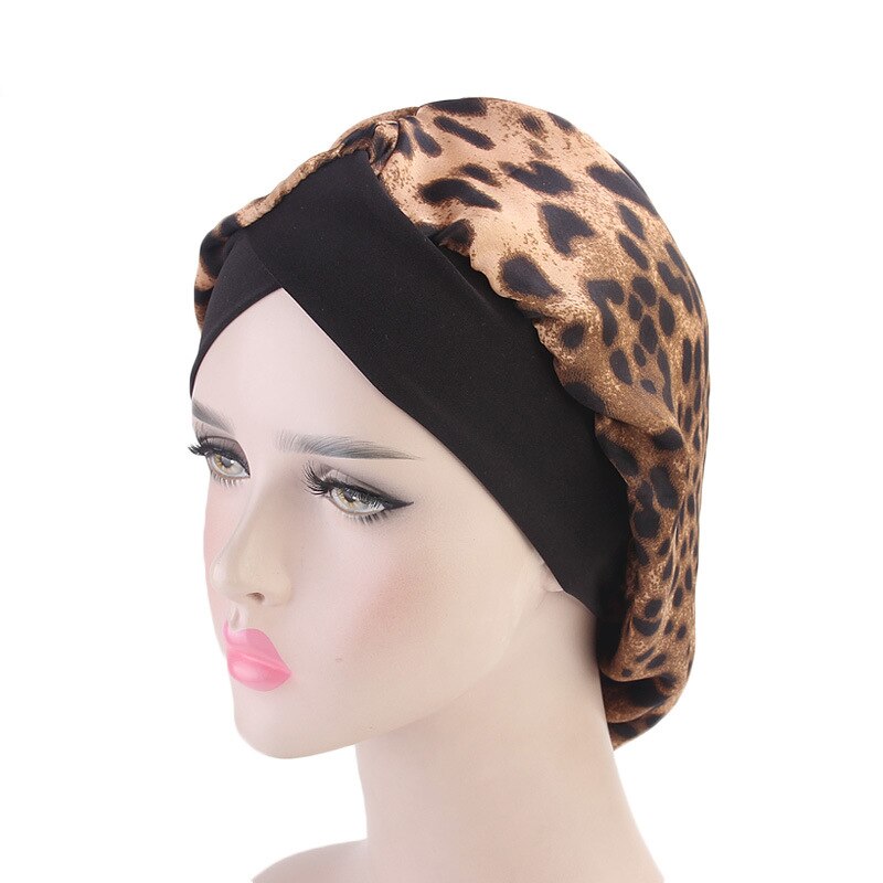 1pc Nightcap Long Hair Soft Smooth Adjustable Wide Side Nightcap Sleeping Cap Rubber Sleeping Cap for Home Salon