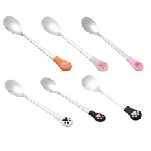 Cute Cat Claw Coffee Spoons Fruit Fork Dessert Spoon Candy Tea Spoon Cat Drink Tableware Kitchen Supplies